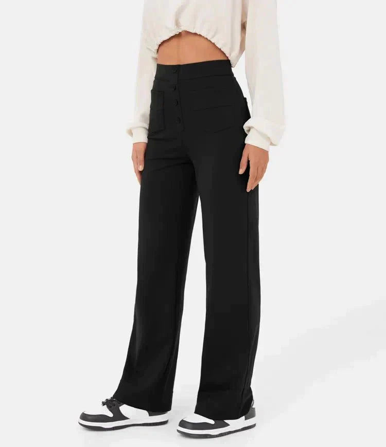 La connectoHigh-waisted elastische casual broek
