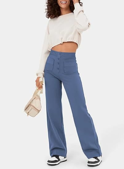 La connectoHigh-waisted elastische casual broek