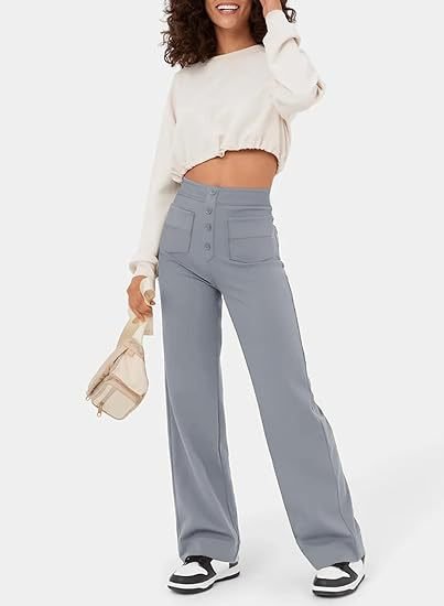La connectoHigh-waisted elastische casual broek
