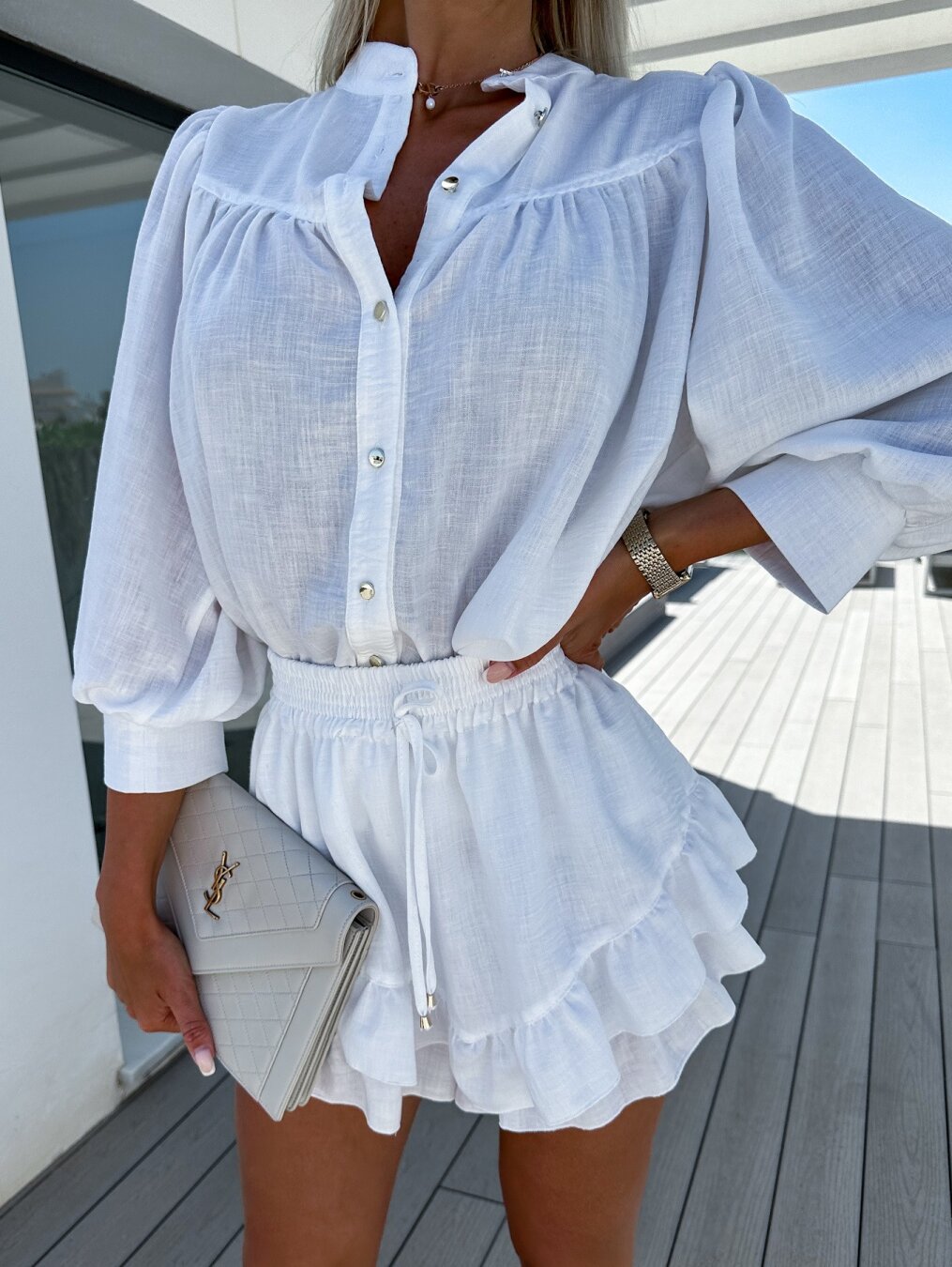 La Connecto | Linnen Summerset Blouse met Linnen rokje/broekje